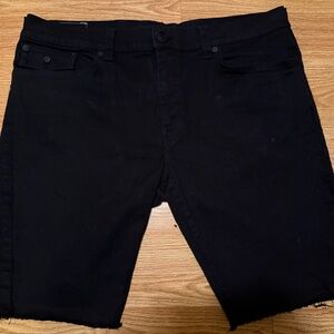 TRUE RELIGION RICKY RELAXED SHORTS JEANS JET BLACK DENIM SIZE 42